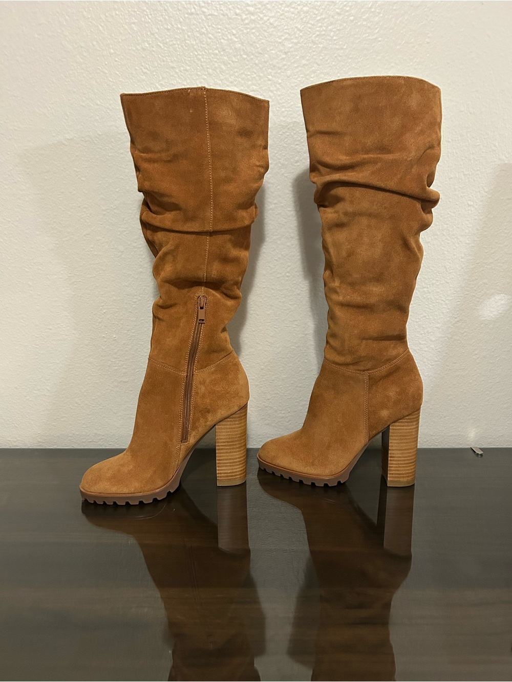ALDO Suede Knee-High Block Heel Boots - Brown
